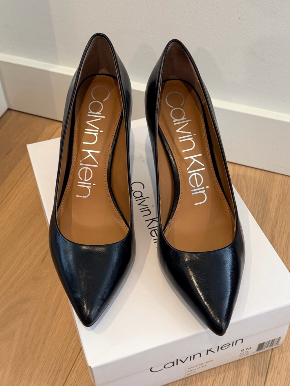 Calvin Klein Gayle Pointed-Toe Leather Pumps